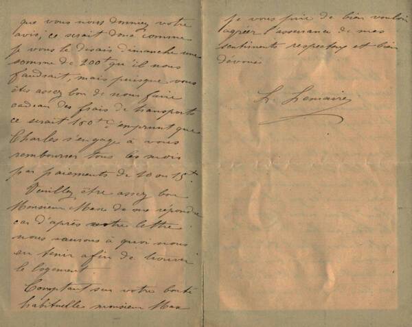 Lettres envoyées par Louis Lemaire les 1er et 7 juin 1898 au sujet d’un projet de déménagement à la campagne au nord de Paris.