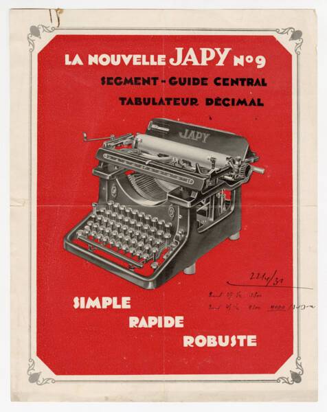 Page de catalogue de mobilier de bureau Flambo,1930. ANMT 2002 26 35, pi&egrave;ces isol&eacute;es sur support papier.