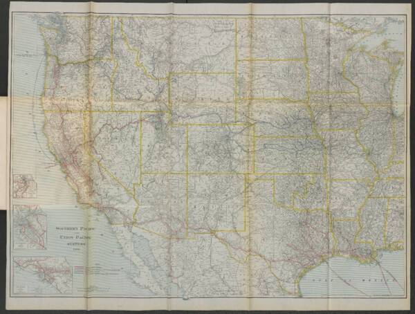 Plan du r&eacute;seau ferr&eacute; de l&rsquo;Union Pacific et Southern Pacific, 1906.